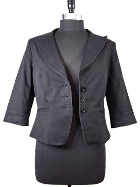 Gilani Sz 12 Womens Cotton Black Tailored Suit Blazer Jacket Lined